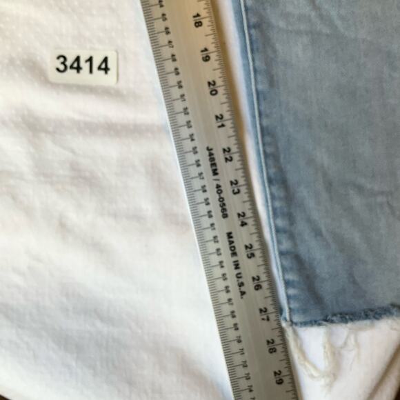 Express Women Skinny Jeans size 8/R Light Blue Mid Rise Stretch Frayed - Picture 4 of 13